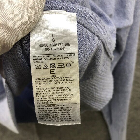 Banana Republic Linen Blend Sweater Womens L Oversized Crewneck Relaxed Blue - Picture 8 of 9